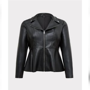 Torrid Peplum Faux Leather Moto Jacket Coat